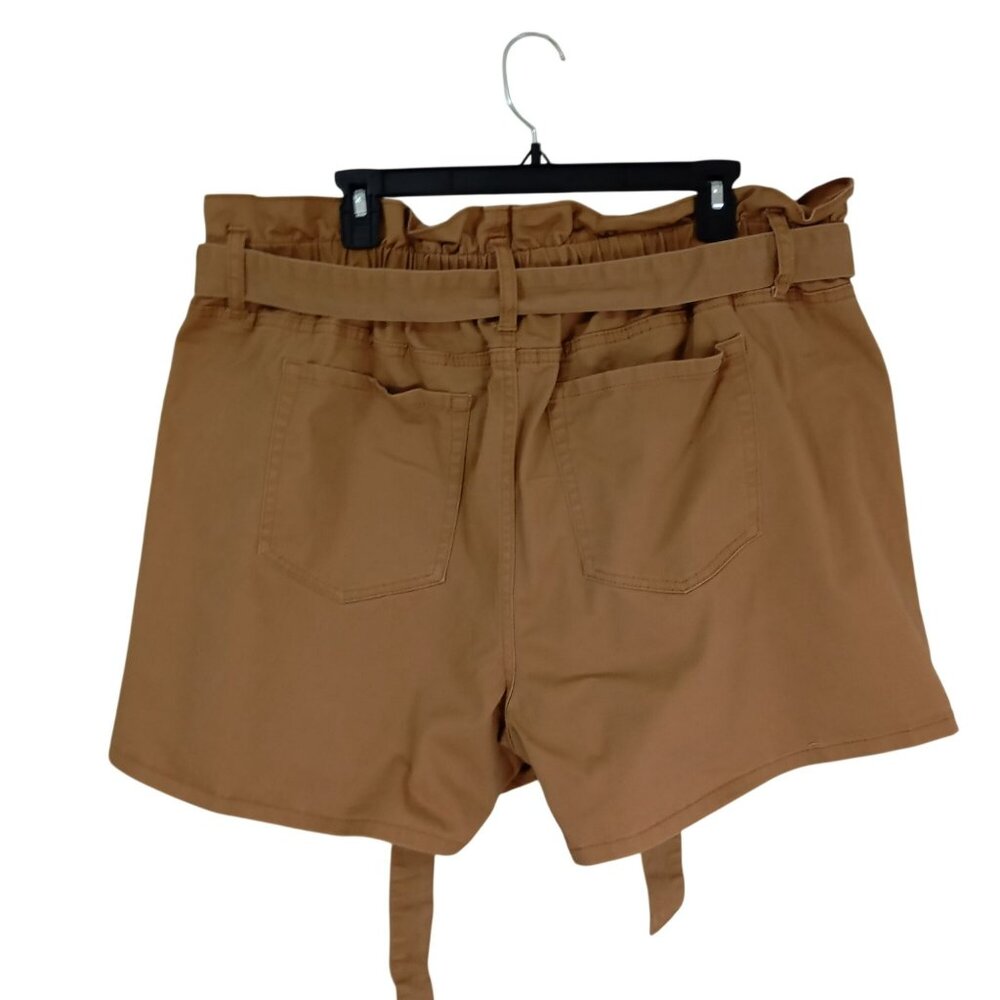 Ava & Viv Shorts 1X  Womens Paperbag Waist Brown With Belt - Picture 8 of 10